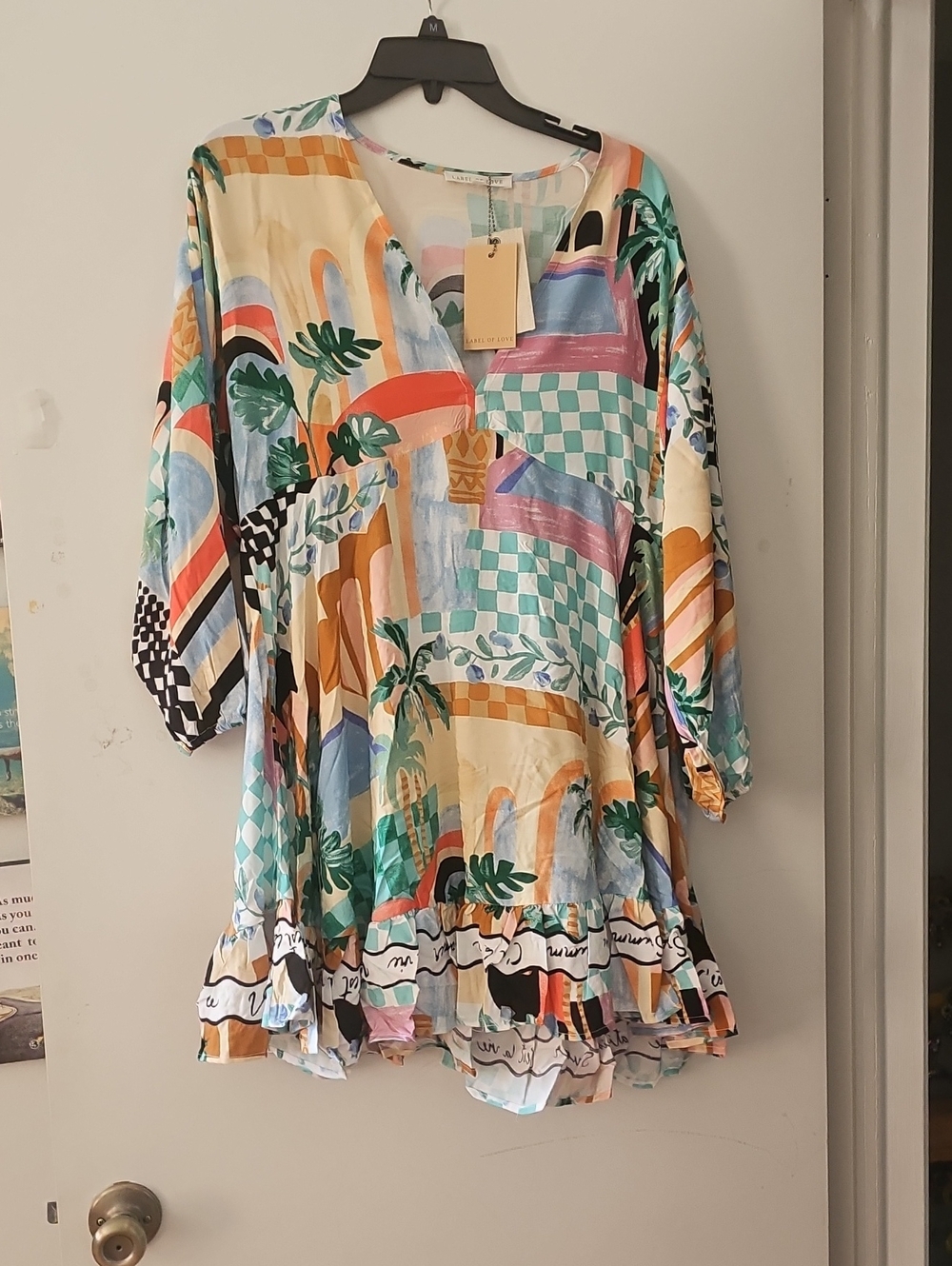 Colorful Abstract Print Ruffle-Hem Tunic